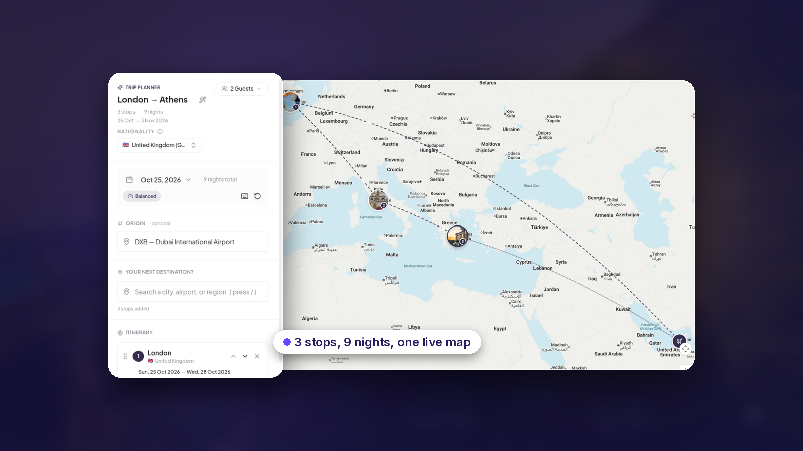 How to quote a multi-stop trip on one live map