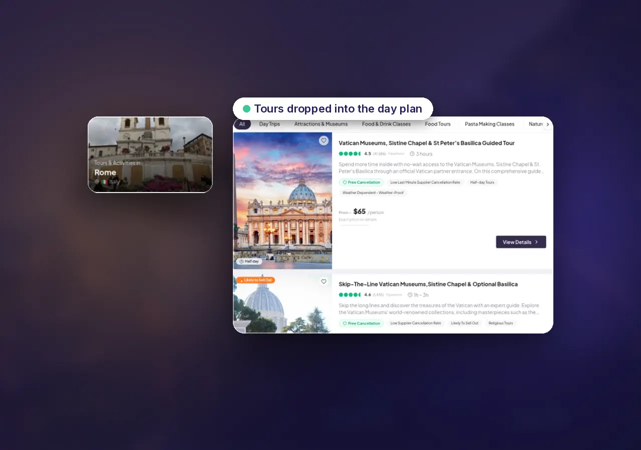 Planned, not padded: how to add tours to an itinerary